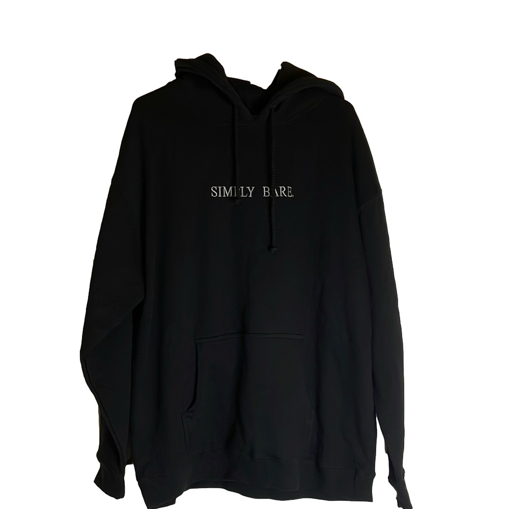 HANNAH FRIEND Simply Bare Drawstring Hoodie, Front Pockets, Men’s XL, Black